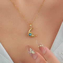 Moon and Sun Zircon Pendant Necklace | 316L Stainless Steel Choker alternate view