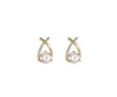 Fashion Cross Stud Earrings For Women Girls Korean Style Elegant Crystal Jewelry Ear R close-up view