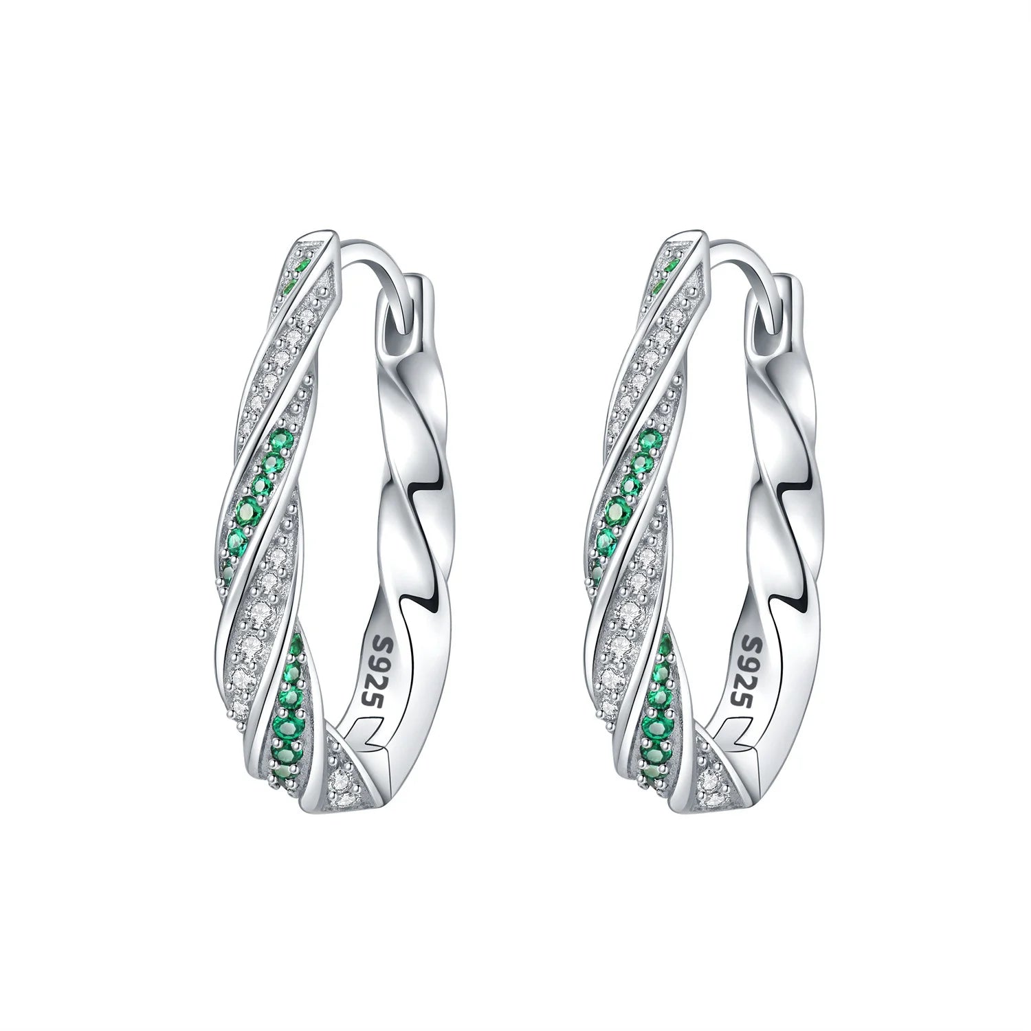 PANPOKI S925 Sterling Silver Purple Zircon Series Earrings Hoop Earrings For Women additional angle