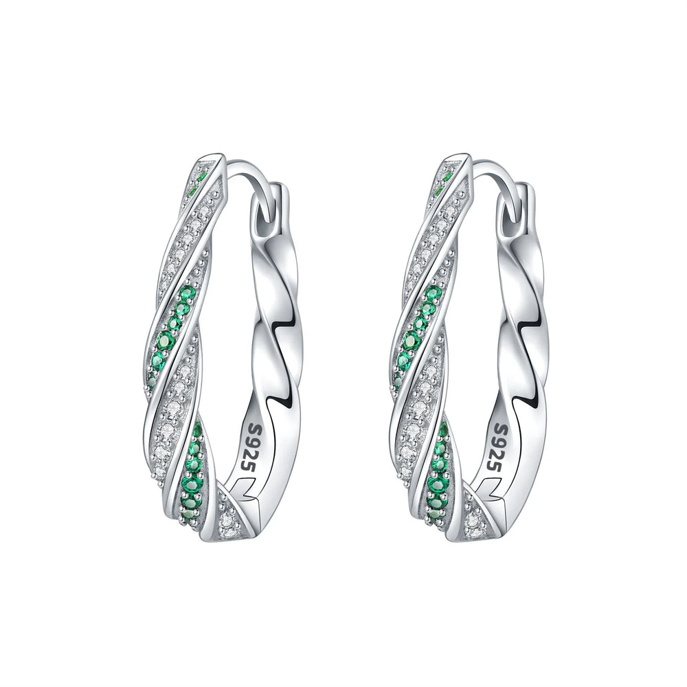 PANPOKI S925 Sterling Silver Purple Zircon Series Earrings Hoop Earrings For Women additional angle