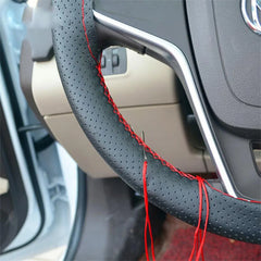 Steering Wheel Cover Faux Leather 38cm DIY Stitching detail view
