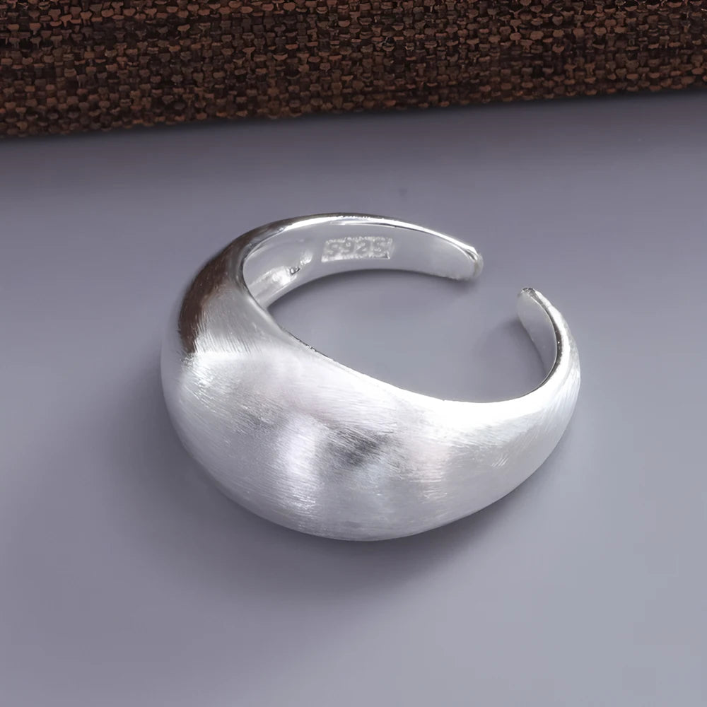 VENTFILLE 925 Sterling Silver Trend Arched Wide Ring For Female Geometry Punk Design alternate view