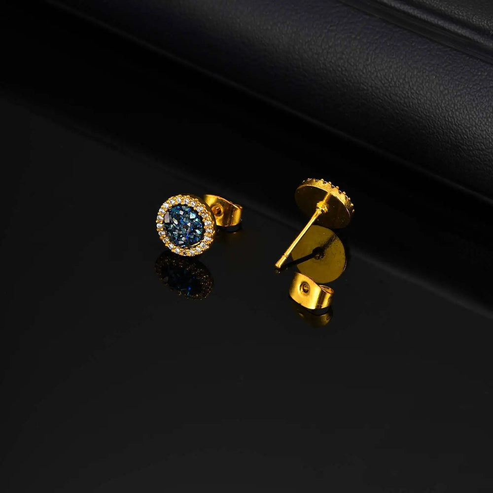 Hip Hop Broken Zircon Stud Earrings for Men Boys,Anti Allergy Round Small Metal Earri lifestyle view