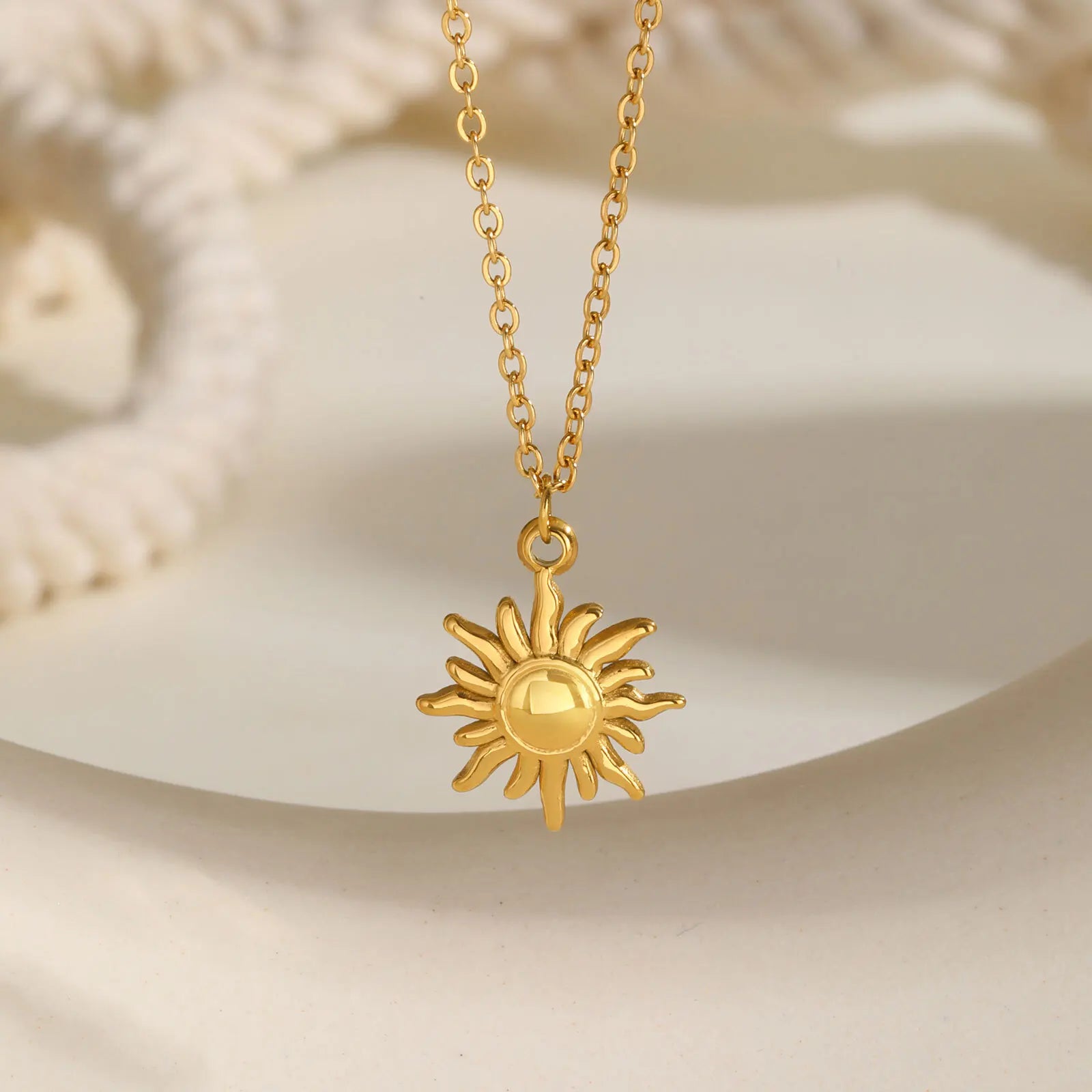Greek Sun Necklace for Women, Stainless Steel Spiral Design Pendant Necklace16inch