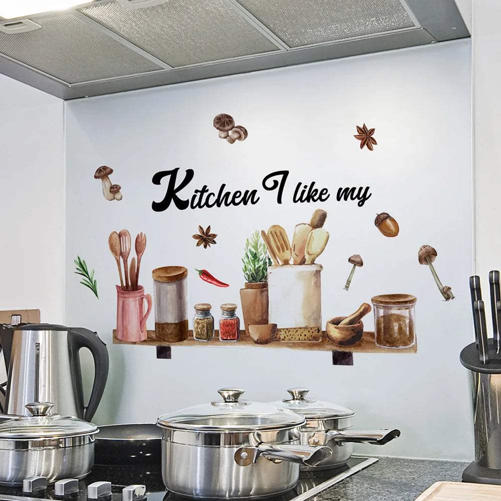 Removable Flower and Butterfly Wall Stickers | Waterproof PVC Wall Decals for Kitchen close-up view