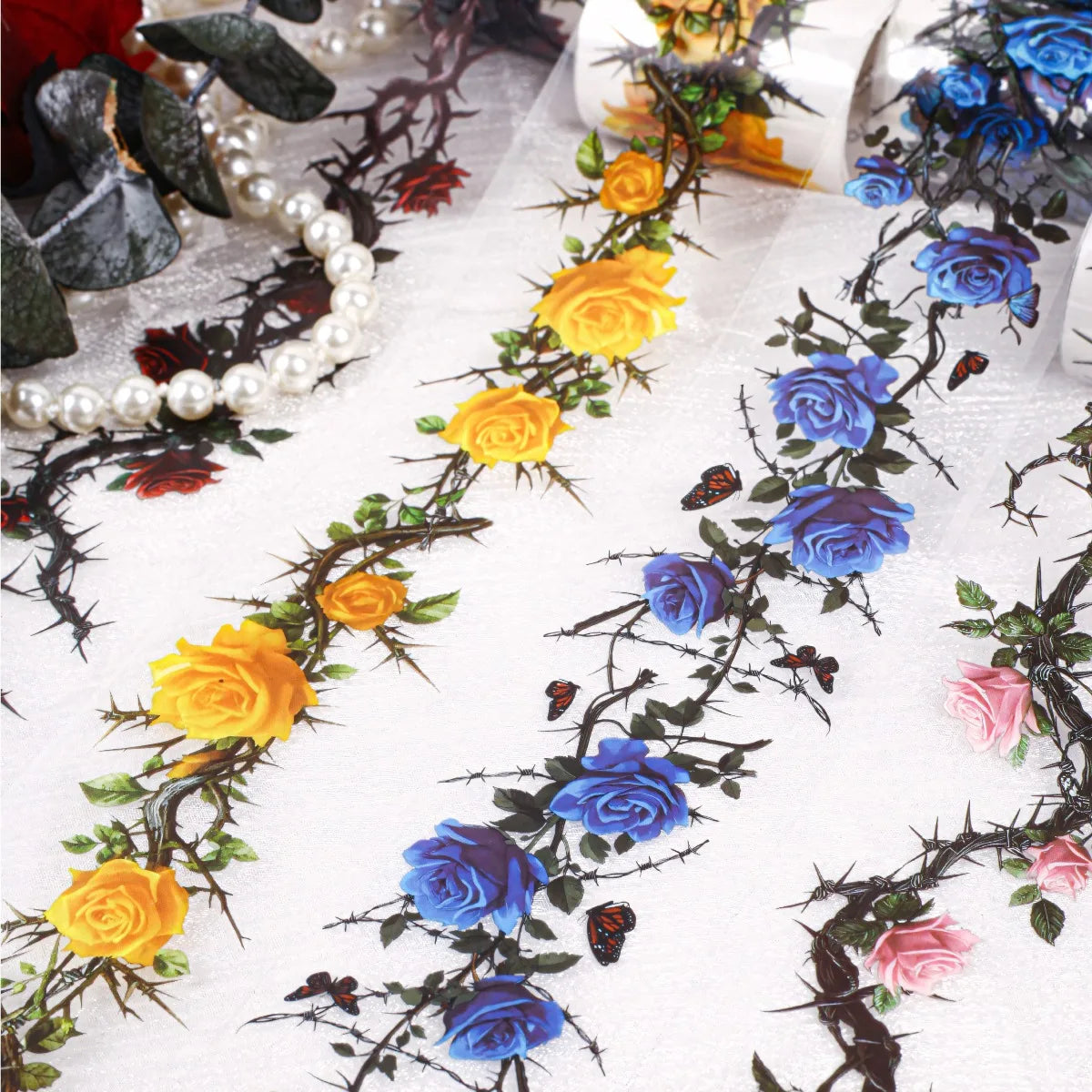 Floral Theme Decorative Adhesive Tapes | Scrapbooking and Craft Stickers additional angle
