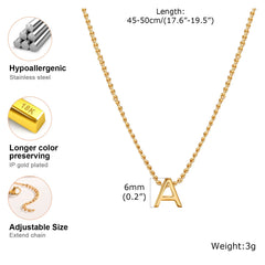 Vnox Chic Tiny A-Z Letters Necklaces for Women Girls, Gold Color Stainless Steel Initi close-up view