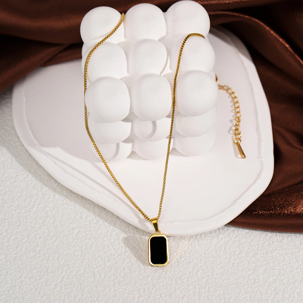 Classic Square Pendant Necklace for Women, Made of Stainless Steel additional angle