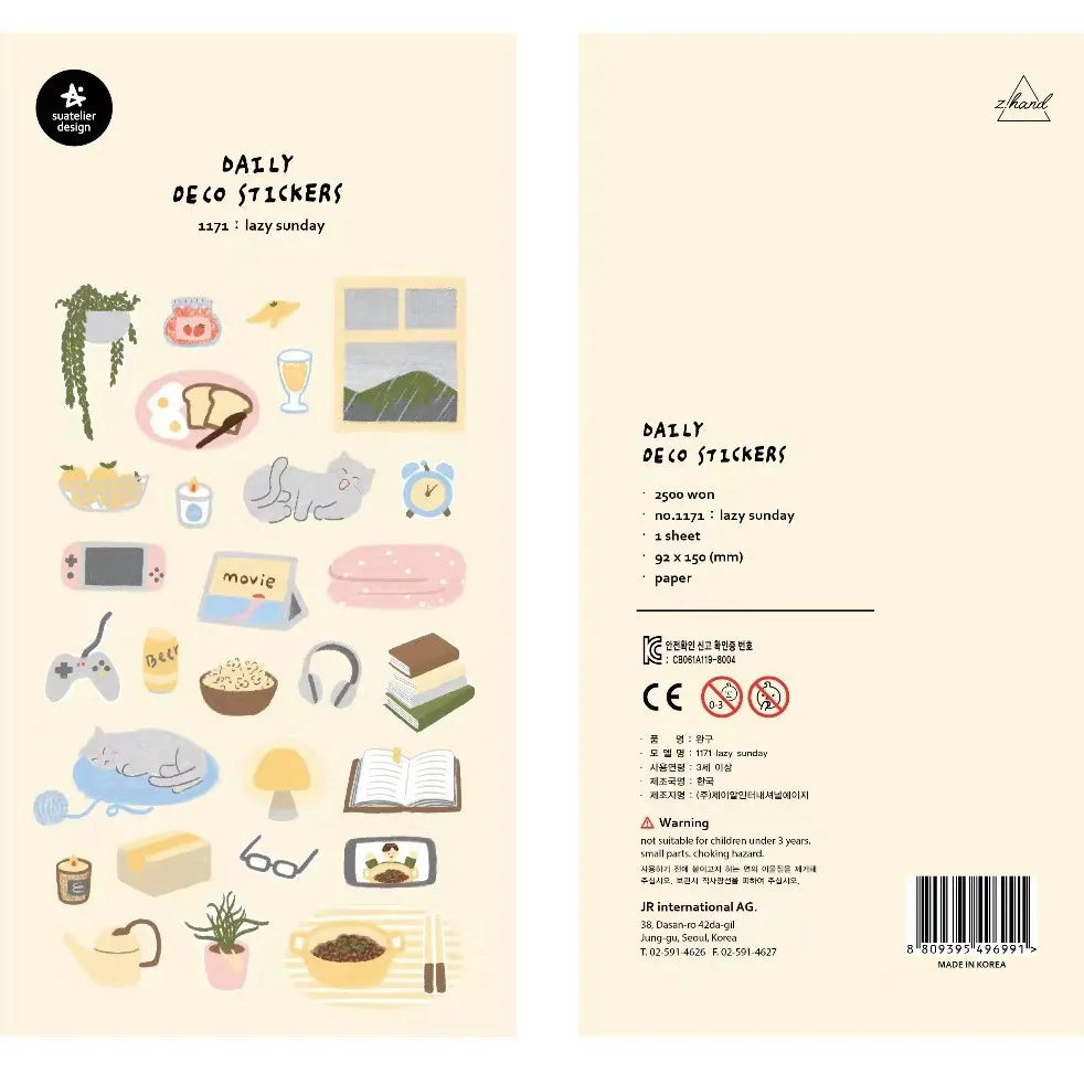 Korean Import Suatelier Lazy Sunday Stickers Scrapbooking Diy Journal Dairy Cute De additional angle