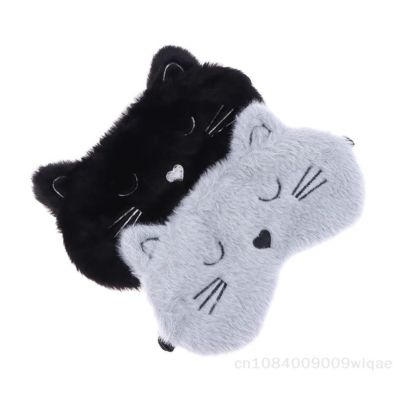 Solid Color Plush Sleep Mask for Naps | 3D Cute Blackout Eye Cover with Adjustable St lifestyle view