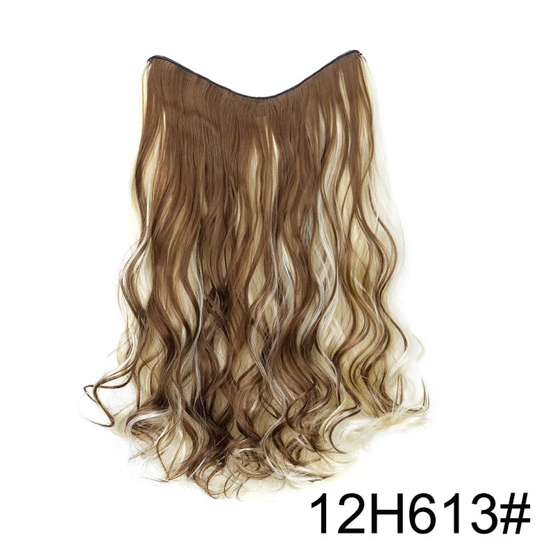 20Inch Synthetic Wavy Curly Clip in Hair Extensions | Heat Resistant Black Blonde Hair close-up view