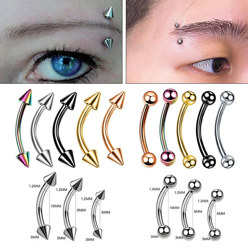 1PC Stainless Steel Helix Piercing Eyebrow Lip Labret Rings Stud Earring 6/8/10mm Tragus Barbell Ton