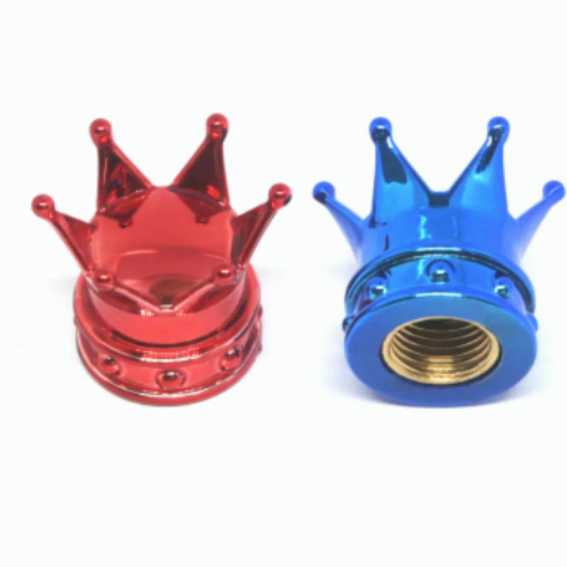 4 PCS Universal Crown Wheel Valve Covers Air Dustproof Waterproof Car Motorcycle Tyre lifestyle view