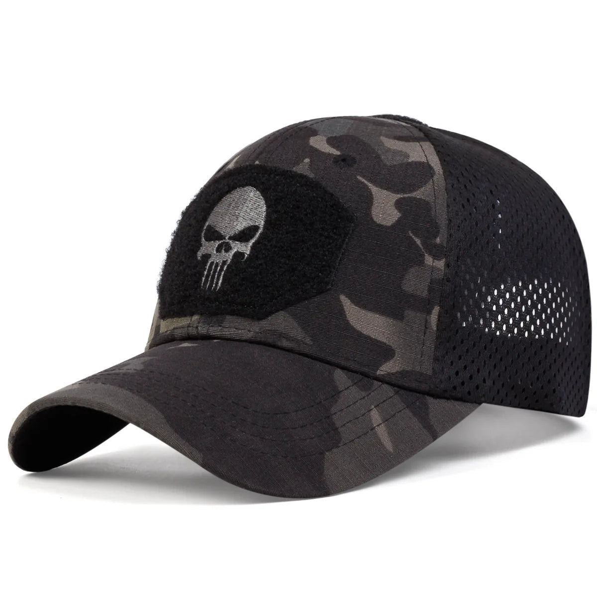 Unisex Skull Baseball Cap | Breathable Mesh Snapback for Outdoor Adventures detail view