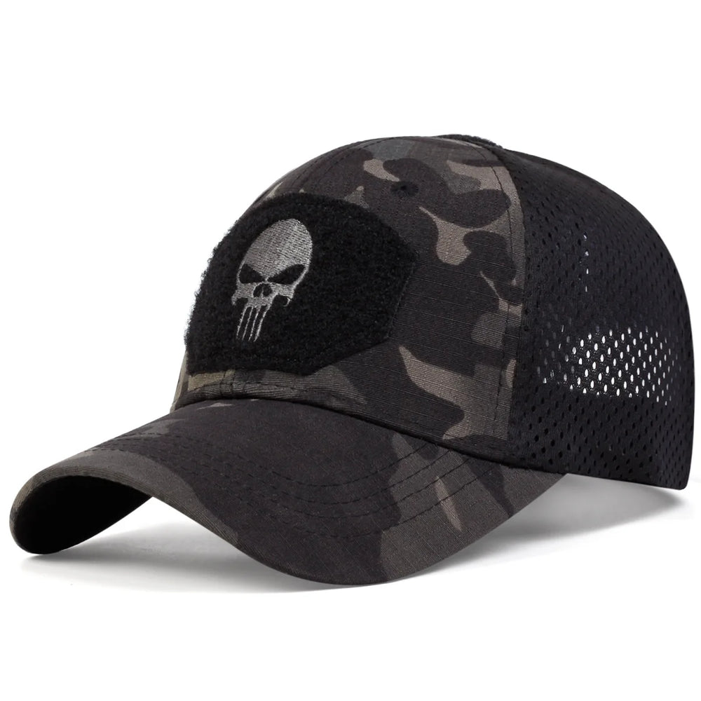Unisex Skull Baseball Cap | Breathable Mesh Snapback for Outdoor Adventures detail view