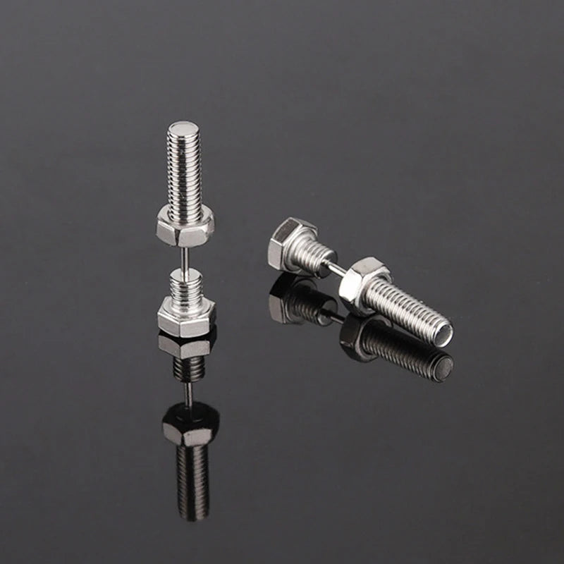 2pc New Gothic Unisex Punk Rock Stainless Steel Nail Screw Piercing Stud Earrings Novelty Piercing J