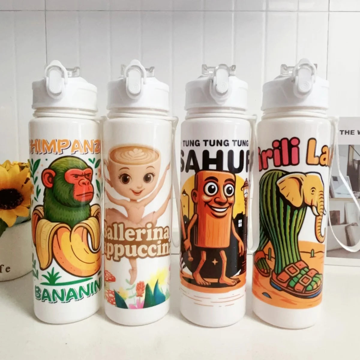 750ML Italian Brainrot Water Bottle Outdoor Drinking Cartoon Sports Cups Tung Tung Tu alternate view