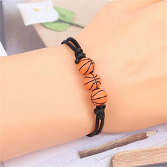 5/10pcs Football Baseball Basketball Beads Charm Adjustable Bracelets for Sports Theme close-up view