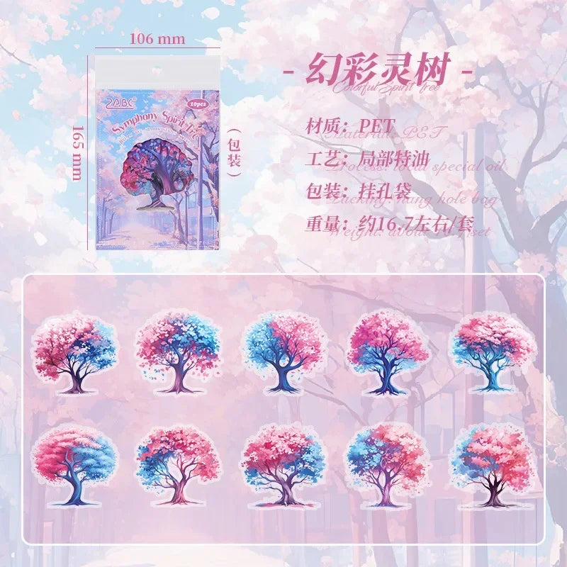 Mr. Paper, Colorful Tree Theme Stickers, Scrapbook Collage, Phone Case, Diary, Photo Fra detail view