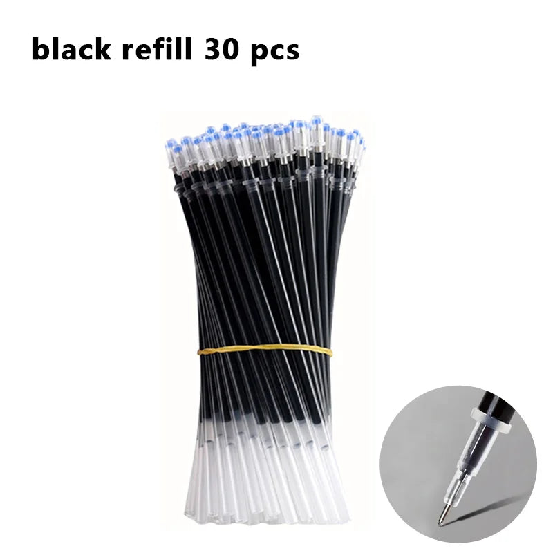 Pens Set Black Blue Red Refill Gel Pen Bullet Tip 0.5mm School additional angle