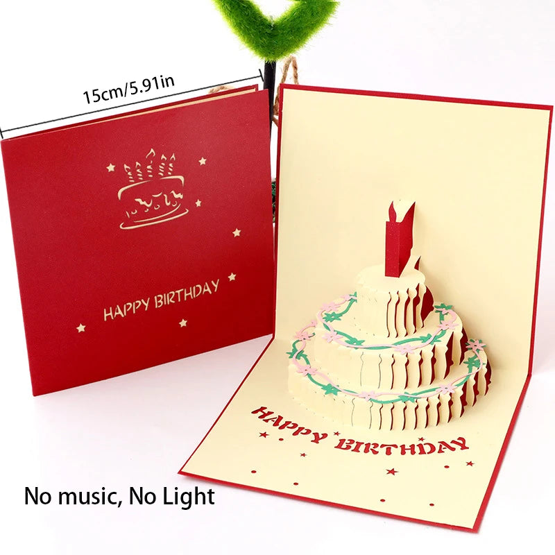 3D Music Light Birthday Card | Pop Up Cake Musical Greeting with Envelope lifestyle view