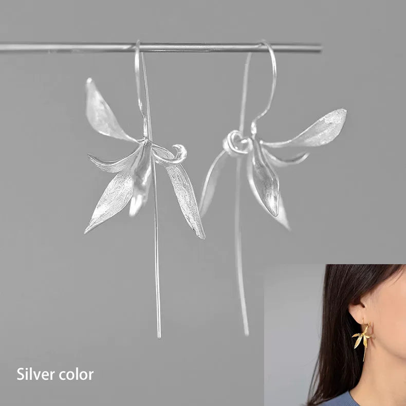 PANJBJ925 Sterling Silver Frosting Hoop Earrings For Women Texture Geometry Design additional angle
