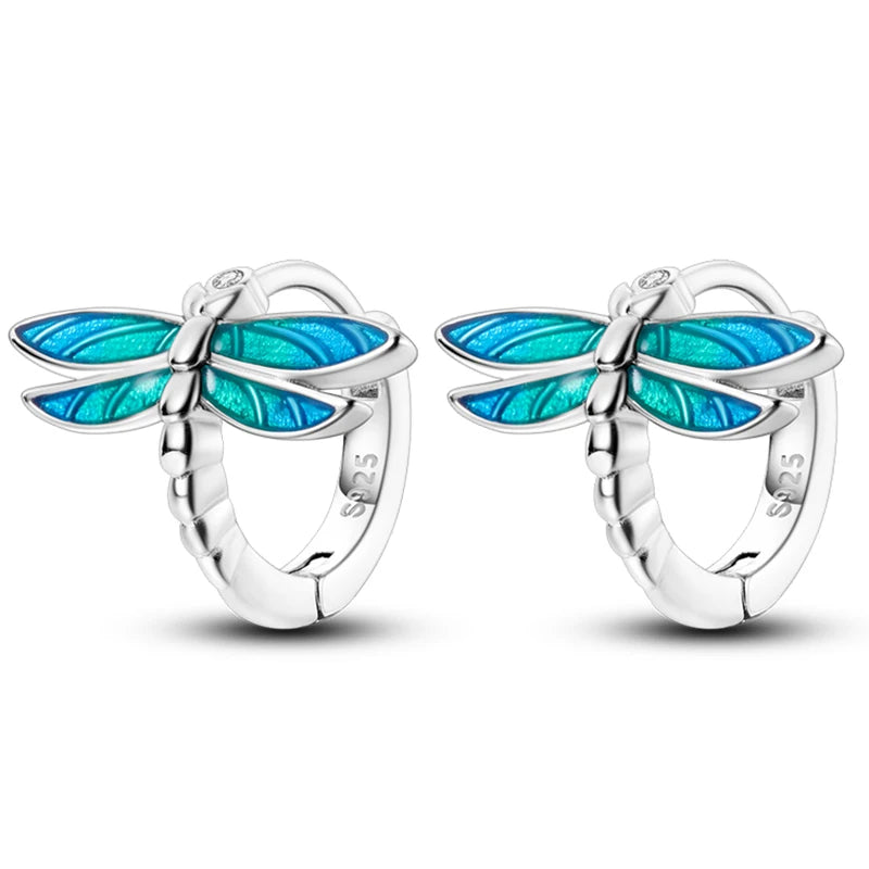 Hot Classic Original 925 Sterling Silver Earrings Colorful Circle Hoop Earrings For W lifestyle view
