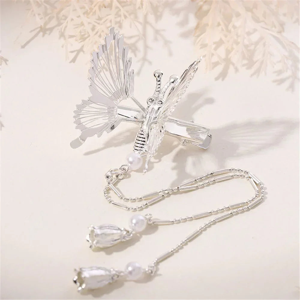 1/2pcs Butterfly Hairpin Vintage Elegant Tassel Hair Clip Moving Butterfly Bangs Side Clip Trembling Butterfly Hairpin Headdress