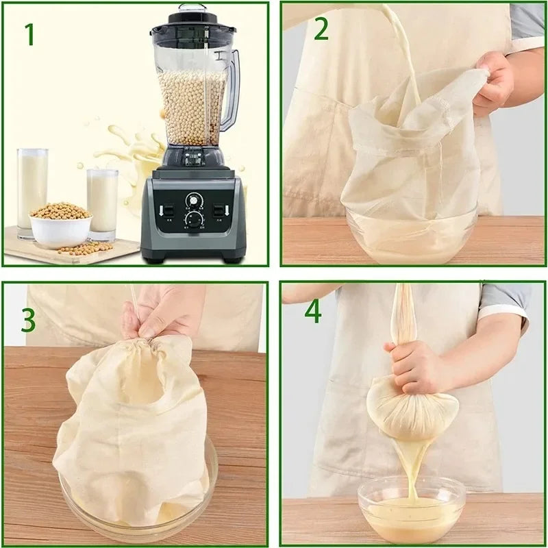 Nut Milk Bag Home Kitchen Gadgets Dish Drainer Kitchenware Reusable Unbleached Usef additional angle