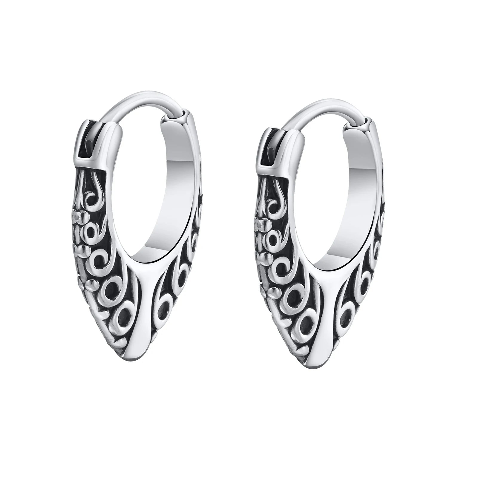 Punk Viking Hoop Earrings for Men Boys,Vintage Celtic Knot Stainless Steel Huggies Ea lifestyle view