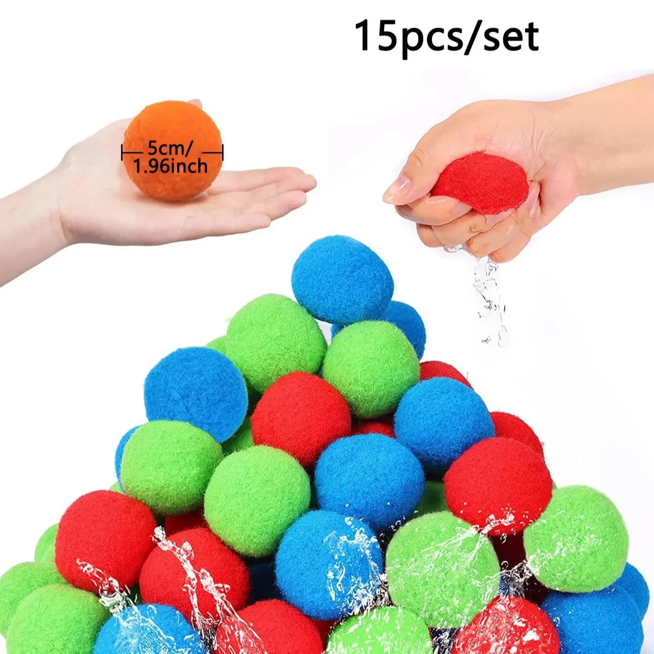 15PCS Reusable Sponge Water Balls Colorful Adult Kids Sponge Water Bomb Splash Balloo alternate view