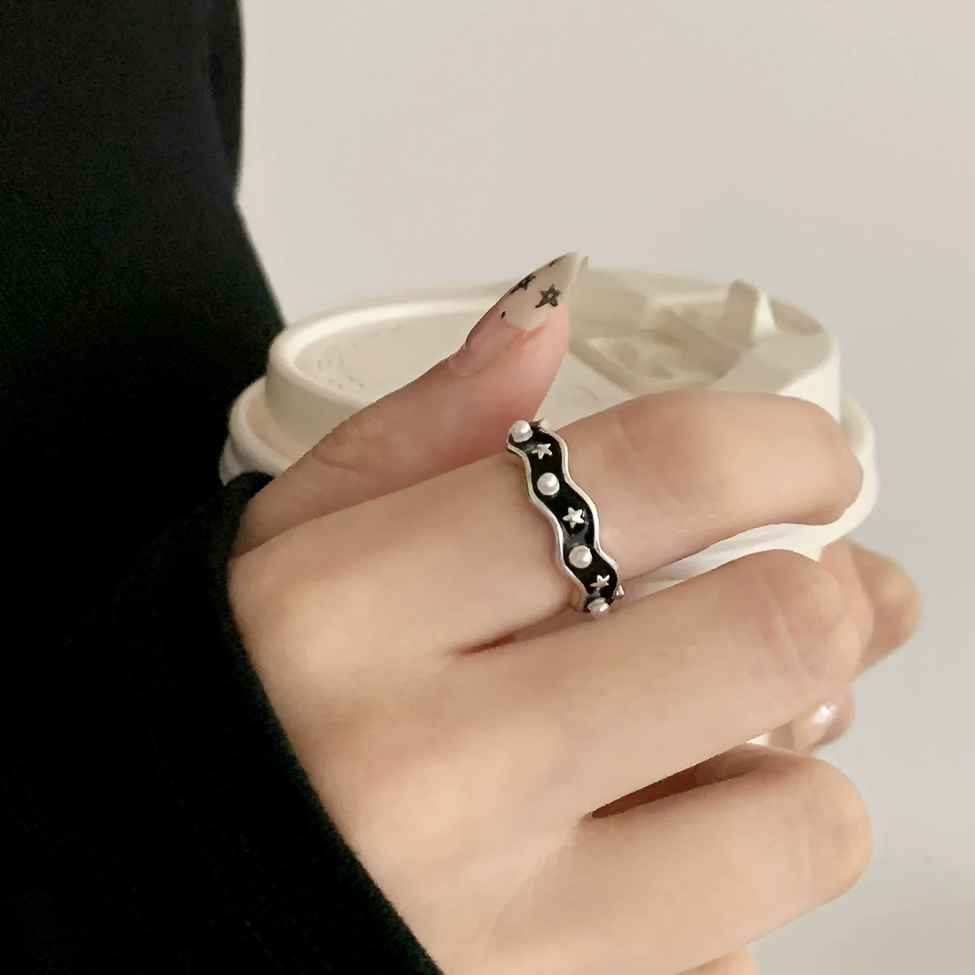 VENTFILLE 925er Sterlingsilber Blumen-Spitzenring | Koreanischer Mode-Ring mit verstellbaren Zirkonia