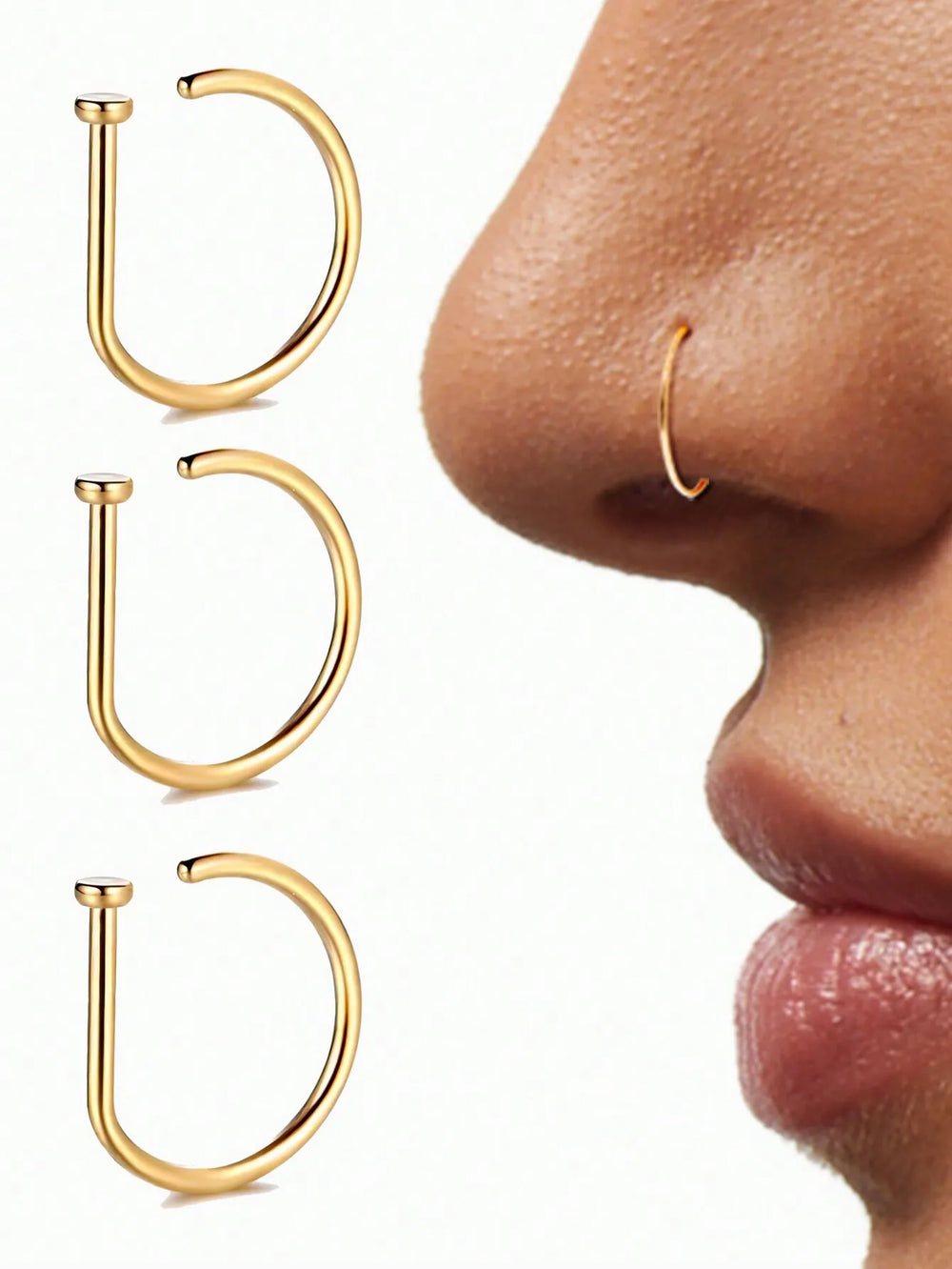 Stainless Steel Ring Nostril Body Jewelry New Curved Barbells Fake Nose Piercing D Sh alternate view