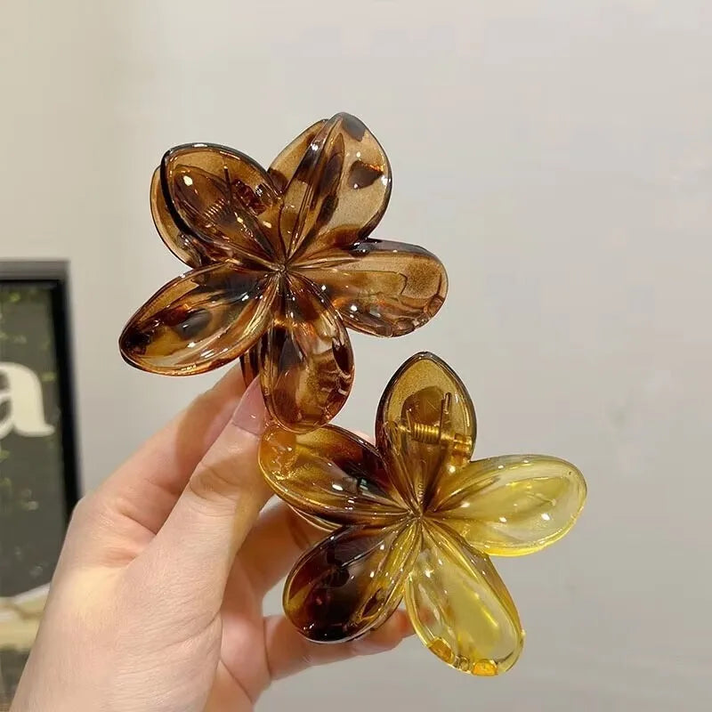 Korean Hawaiian Gradient Flower Hair Claw Clip For Women Girl Fashion Plastic Non Slip H detail view