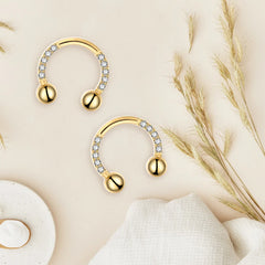 Titanium Zircon Hoop Nose Ring Septum Lip Circular Barbell Horseshoe Ear Tragus Helix Ea detail view