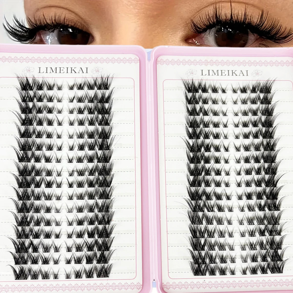 32Rows Fox Eye Manga False Eyelashes Large Capacity Tapered Thick Segmented Individual Cluster Lash Extensions Enlarge Eyes