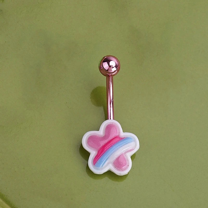 Sweet Dinosaur Navel Ring Zircon Heart Strawberry Belly Button Ring For Women Body Pi lifestyle view