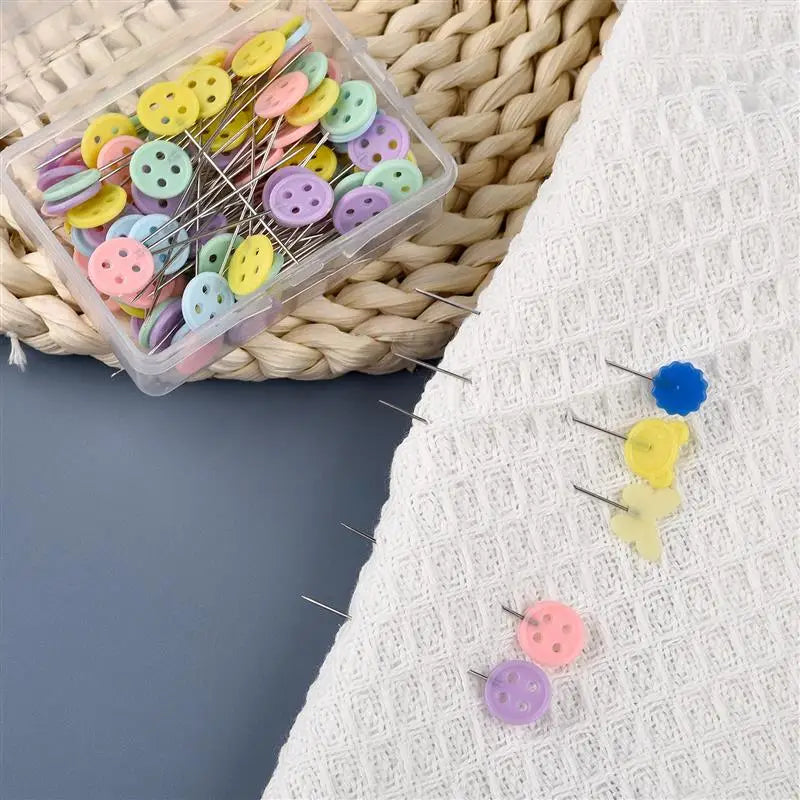 100/50Pcs Patchwork Pins Dressmaking Pins Sewing Embroidery Tools Needle Fixed Metal B close-up view