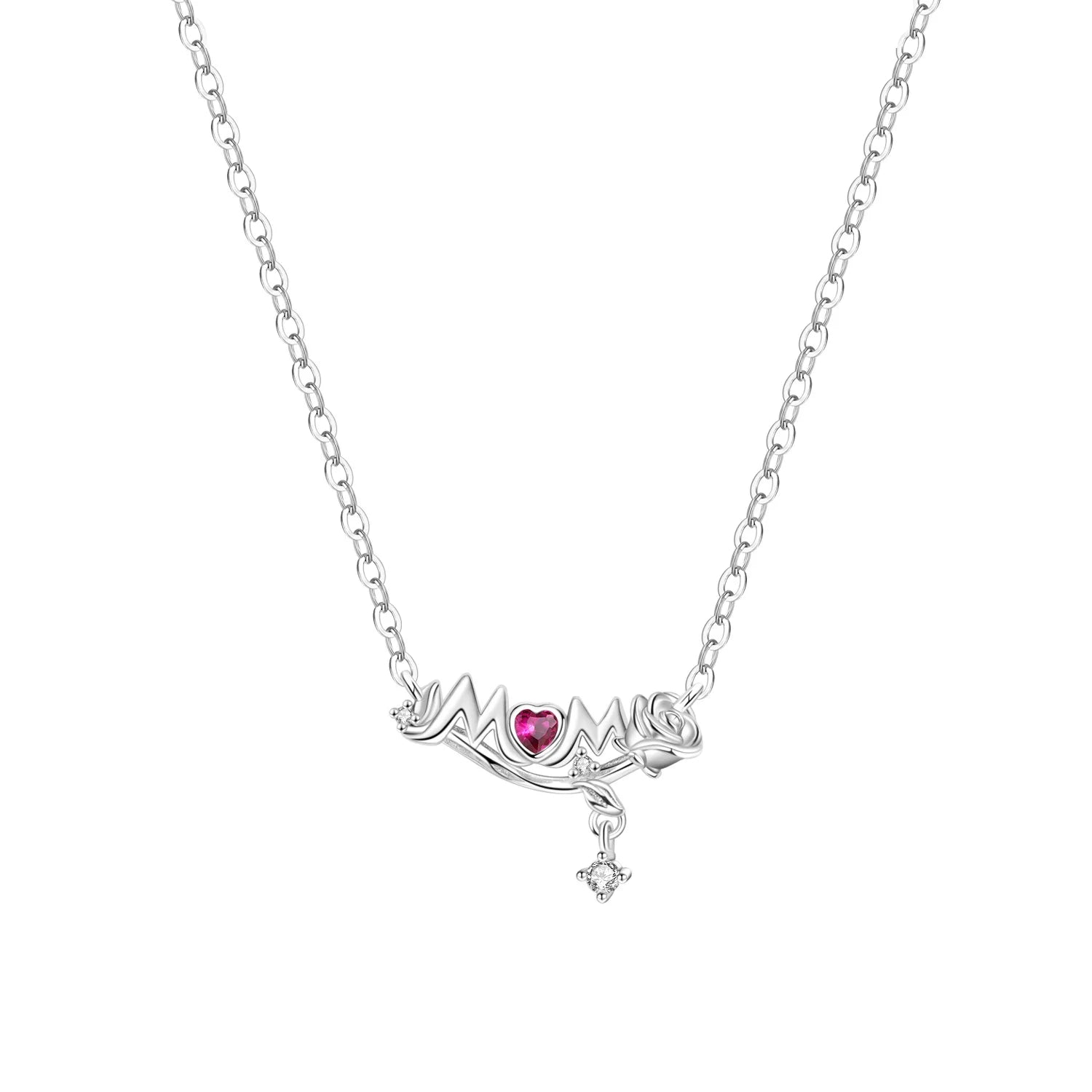 Romantic Pink Crown Heart Pendant Necklace Genuine 925 Sterling Silver Elegant Fine J alternate view
