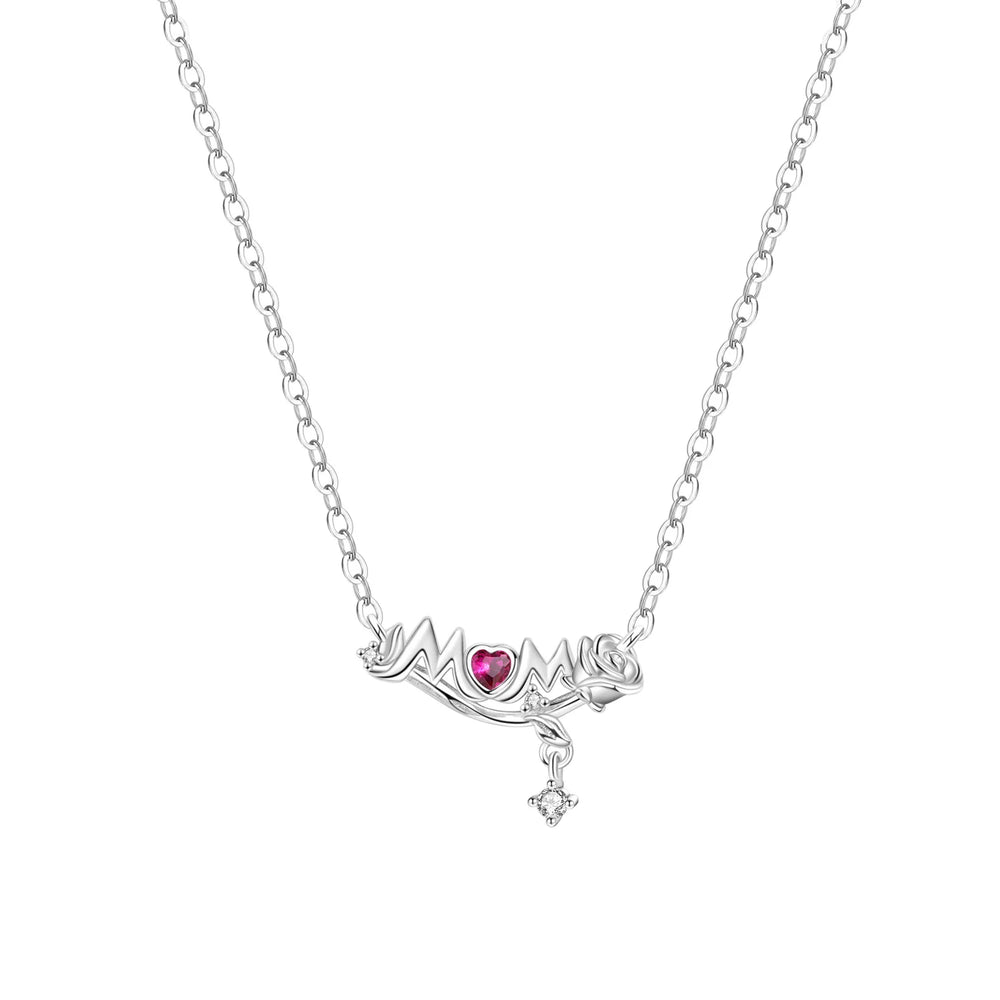 Romantic Pink Crown Heart Pendant Necklace Genuine 925 Sterling Silver Elegant Fine J alternate view
