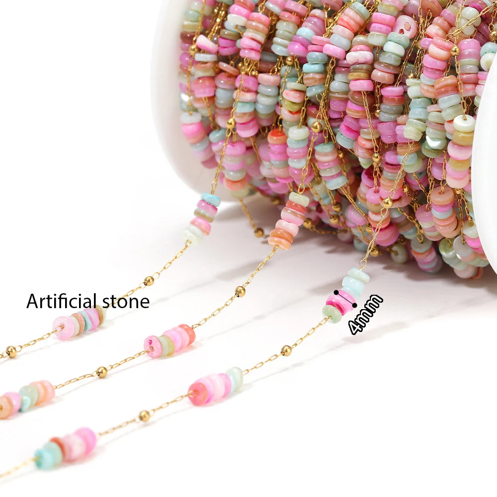 1 Meter Stainless Steel Enamel Beads Chain | DIY Jewelry Making Supplies detail view