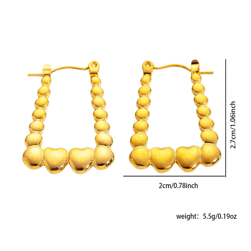 ANENJERY 316L Stainless Steel Hollow Square Texture Drop Earrings | Hypoallergenic additional angle
