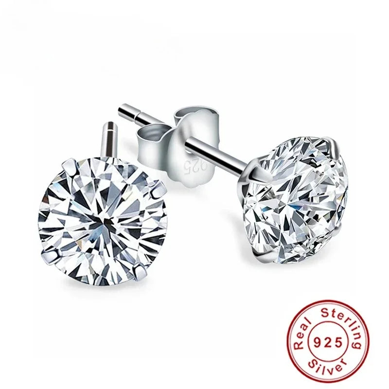 Crystal Zircon Genuine 925 Sterling Silver Earrings 999 Sterling Silver Cubic Zirconia Silver Earrin