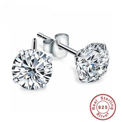 Crystal Zircon Genuine 925 Sterling Silver Earrings 999 Sterling Silver Cubic Zirconia Silver Earrin