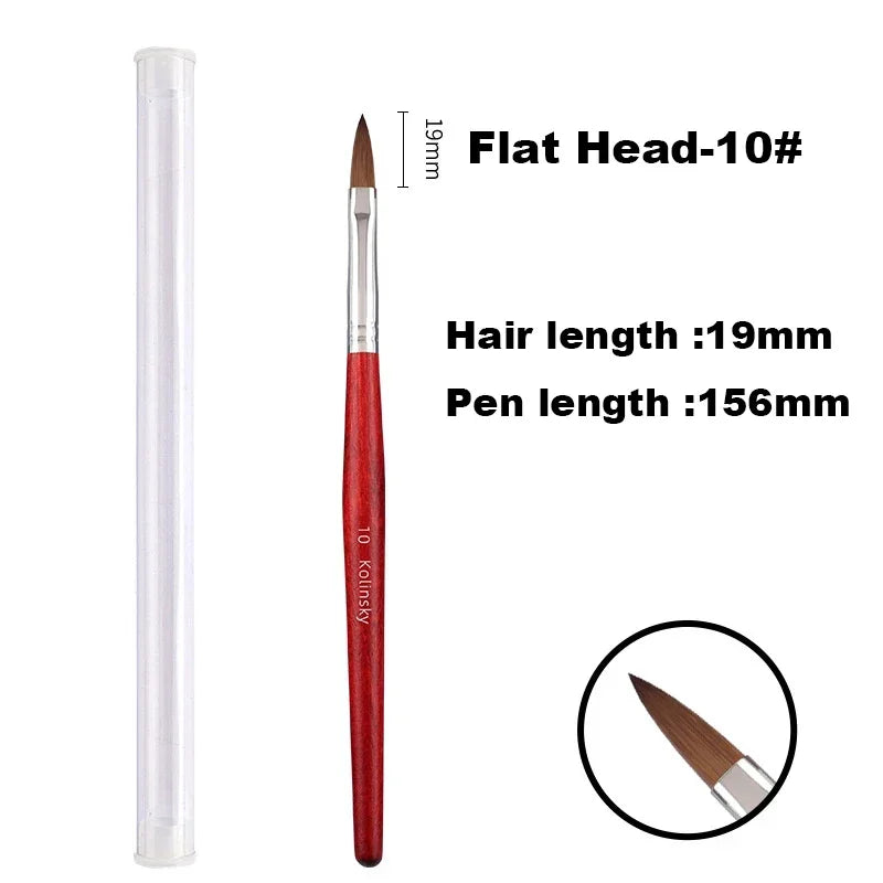 Kolinsky Acrylic Nail Art Brush Wood Handle Nail Art Mink Brush Gel Builder Nail Tools M detail view
