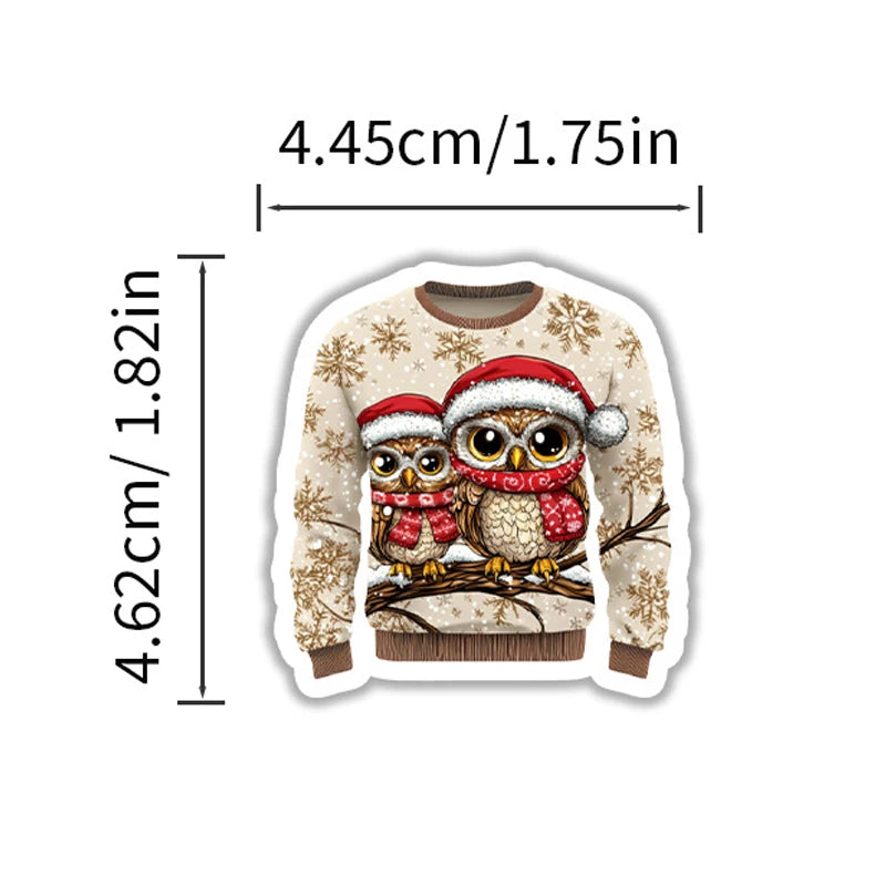 50 Christmas Sweater Shaped Stickers | Cute Funny Wintertime Vinyl Decals additional angle