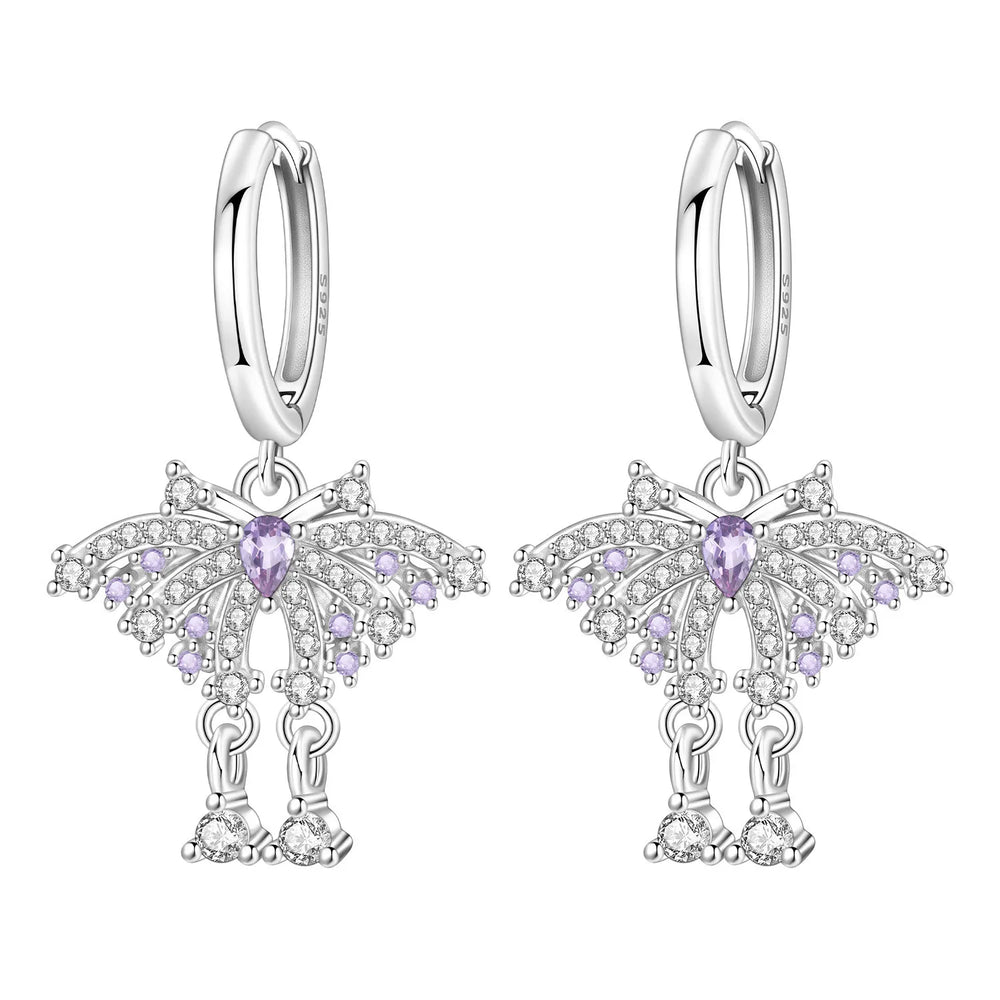 PANPOKI Original 925 Sterling Silver Double Butterfly Insect Earrings Women Hoop Earr lifestyle view
