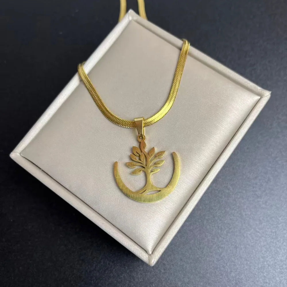 Tree of Life Pendant Necklace | Stainless Steel Family Tree Jewelry for Men and Women detail view