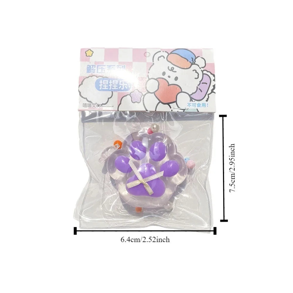 Taba Squishy Bow Cat Paw Fidget Toys | Cute Pink Cat Foot Slow Rebound Toy additional angle