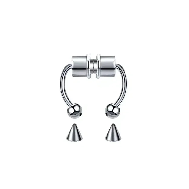 Gothic Magnet Fake Nose Ring Non Piercing Nose Clip Stainless Steel Fake Piercing Hoo alternate view